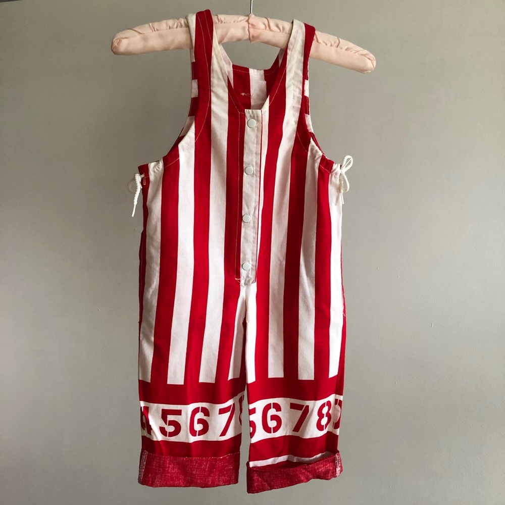Vintage Striped 123 Snap Up Sleeveless Jumper